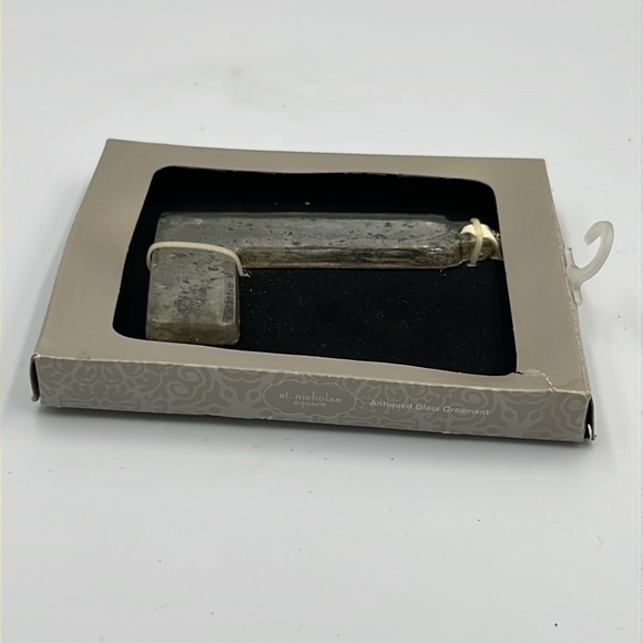 Antiqued Mercury Glass Initial L Christmas ornament St Nicholas Square NIB - Picture 6 of 6